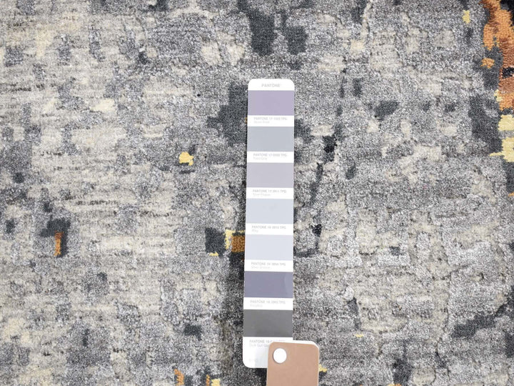 10'0" x 14'0" New Hand Knotted Grey Wool & Silk Rectangle Oriental Rug - MOA10280737