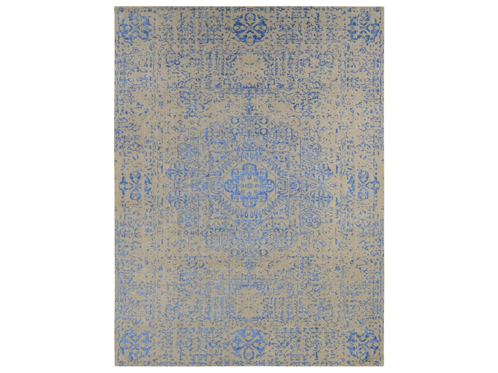 8'9" x 12'0" New Hand Loomed Blue Wool & Art Silk Rectangle Oriental Rug - MOA10280800