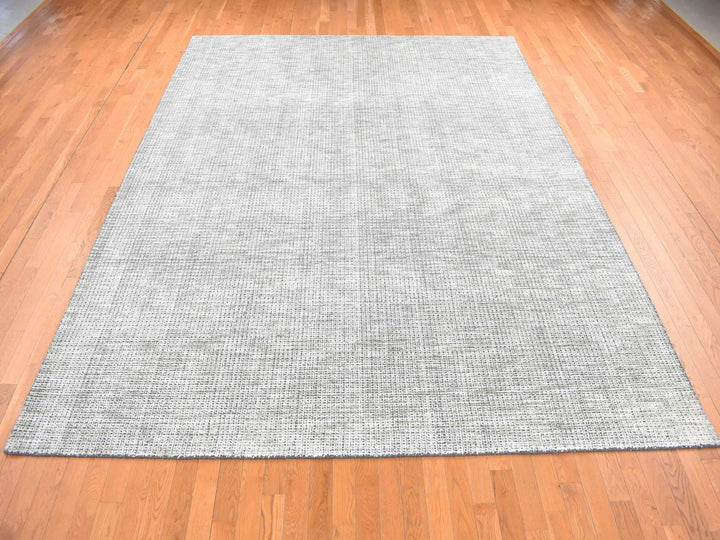 9'1" x 12'1" New Hand Loomed Green Wool & Silk Rectangle Oriental Rug - MOA10280812