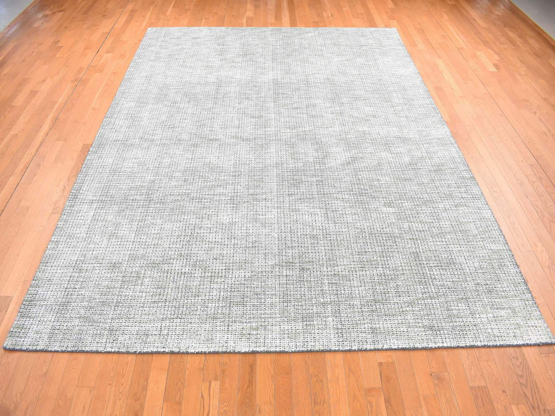 9'1" x 12'1" New Hand Loomed Green Wool & Silk Rectangle Oriental Rug - MOA10280812