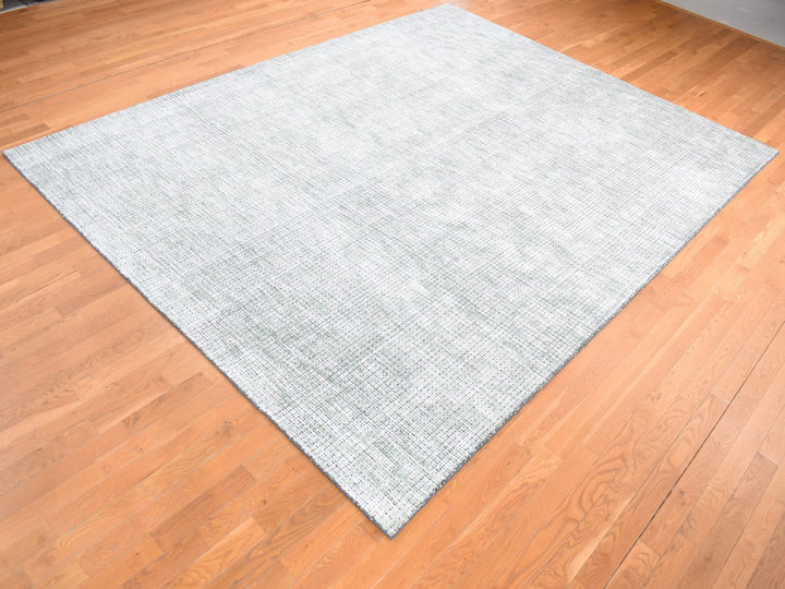 9'1" x 12'1" New Hand Loomed Green Wool & Silk Rectangle Oriental Rug - MOA10280812