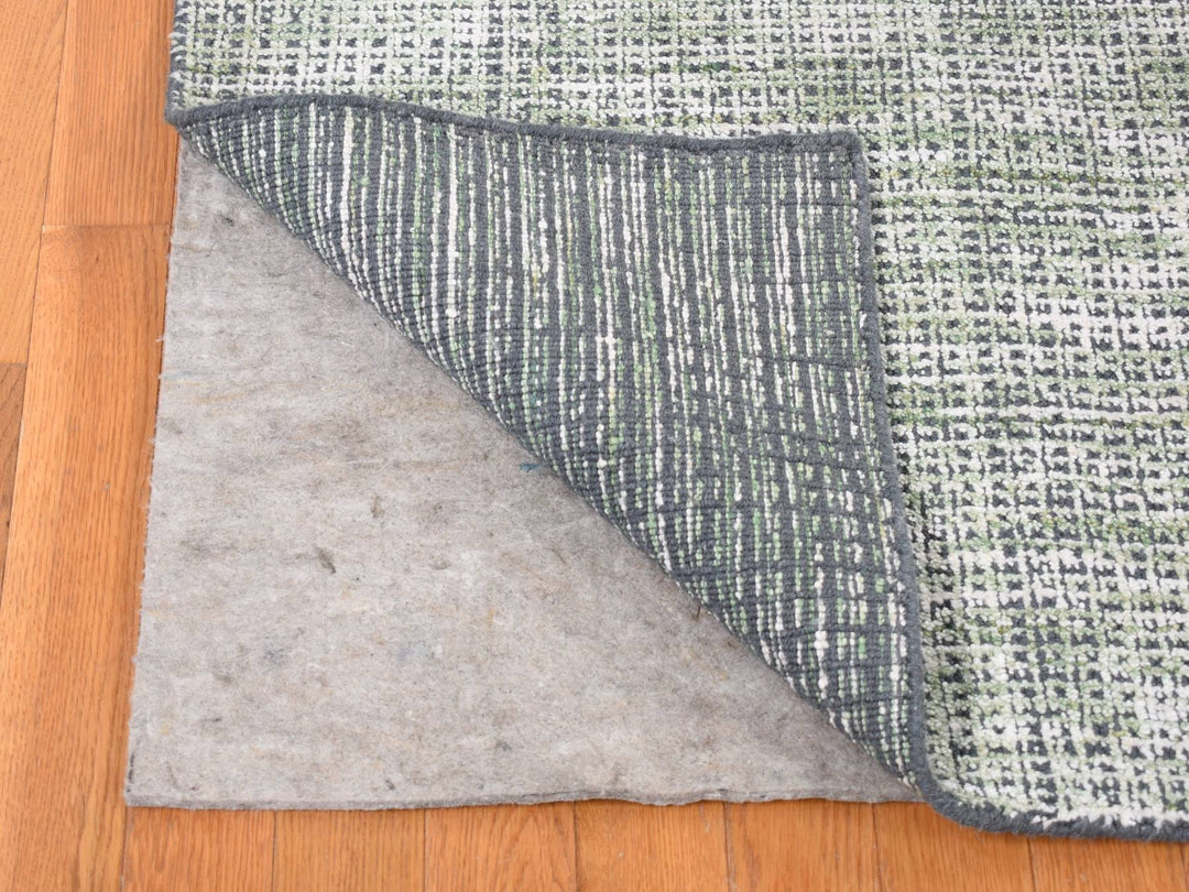 9'1" x 12'1" New Hand Loomed Green Wool & Silk Rectangle Oriental Rug - MOA10280812