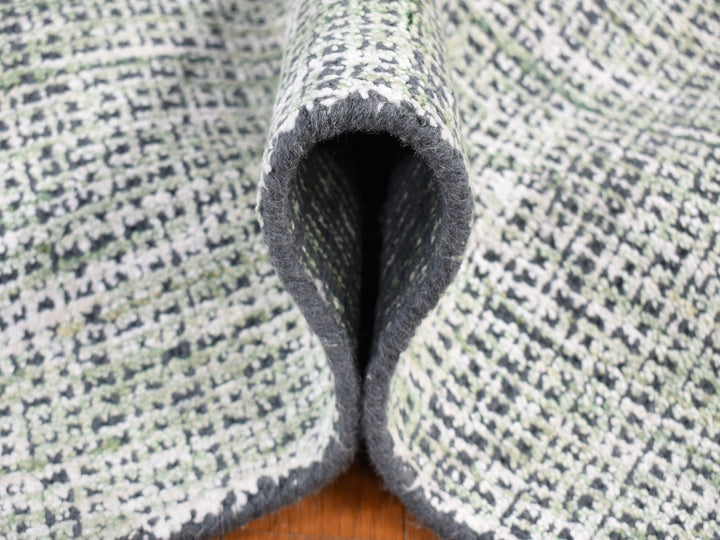 9'1" x 12'1" New Hand Loomed Green Wool & Silk Rectangle Oriental Rug - MOA10280812