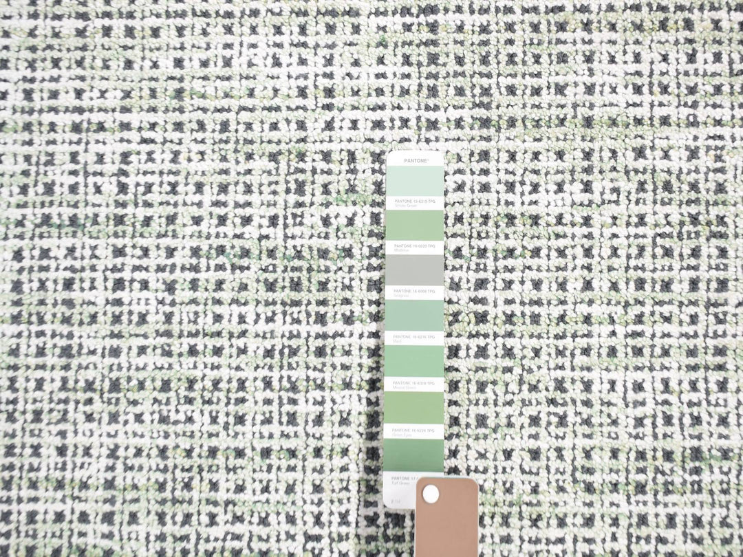 9'1" x 12'1" New Hand Loomed Green Wool & Silk Rectangle Oriental Rug - MOA10280812