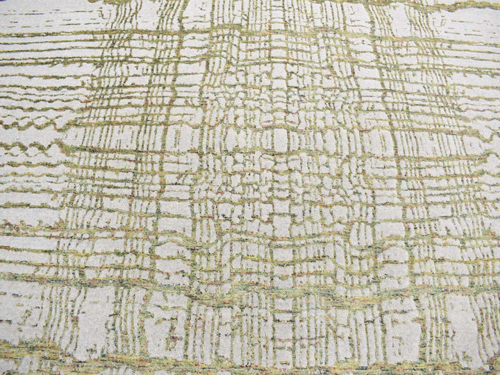 9'2" x 11'8" New Hand Loomed Grey Wool & Silk Rectangle Oriental Rug - MOA10280818