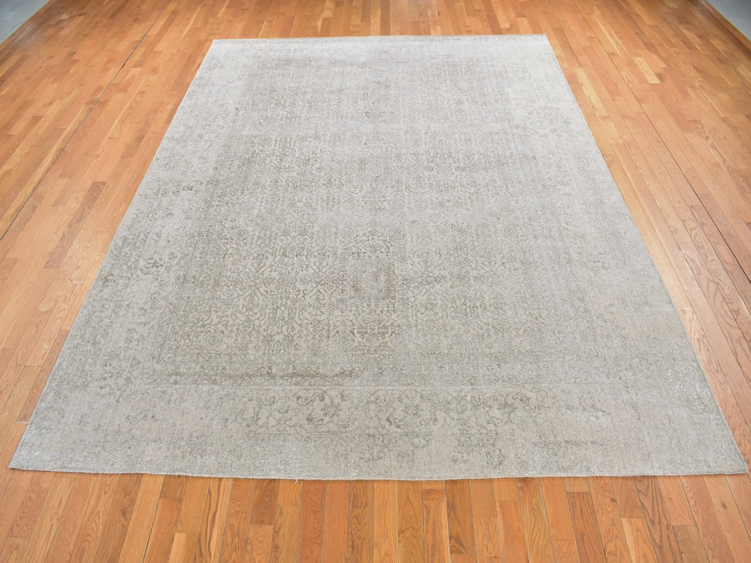 8'9" x 12'1" New Hand Loomed Grey Wool & Silk Rectangle Oriental Rug - MOA10280819