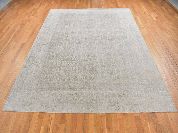 8'9" x 12'1" New Hand Loomed Grey Wool & Silk Rectangle Oriental Rug - MOA10280819