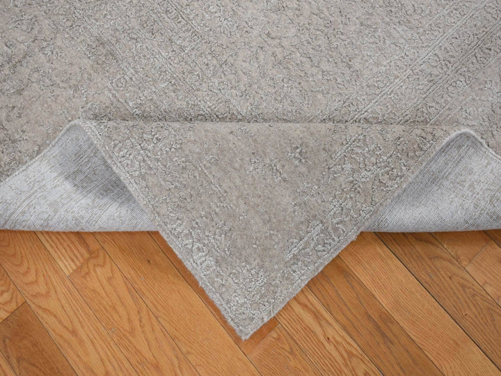 8'9" x 12'1" New Hand Loomed Grey Wool & Silk Rectangle Oriental Rug - MOA10280819