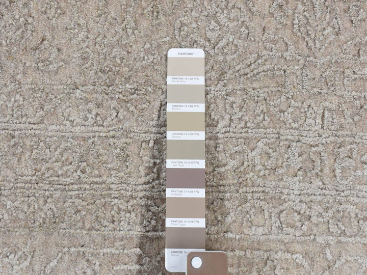 8'9" x 12'1" New Hand Loomed Grey Wool & Silk Rectangle Oriental Rug - MOA10280819