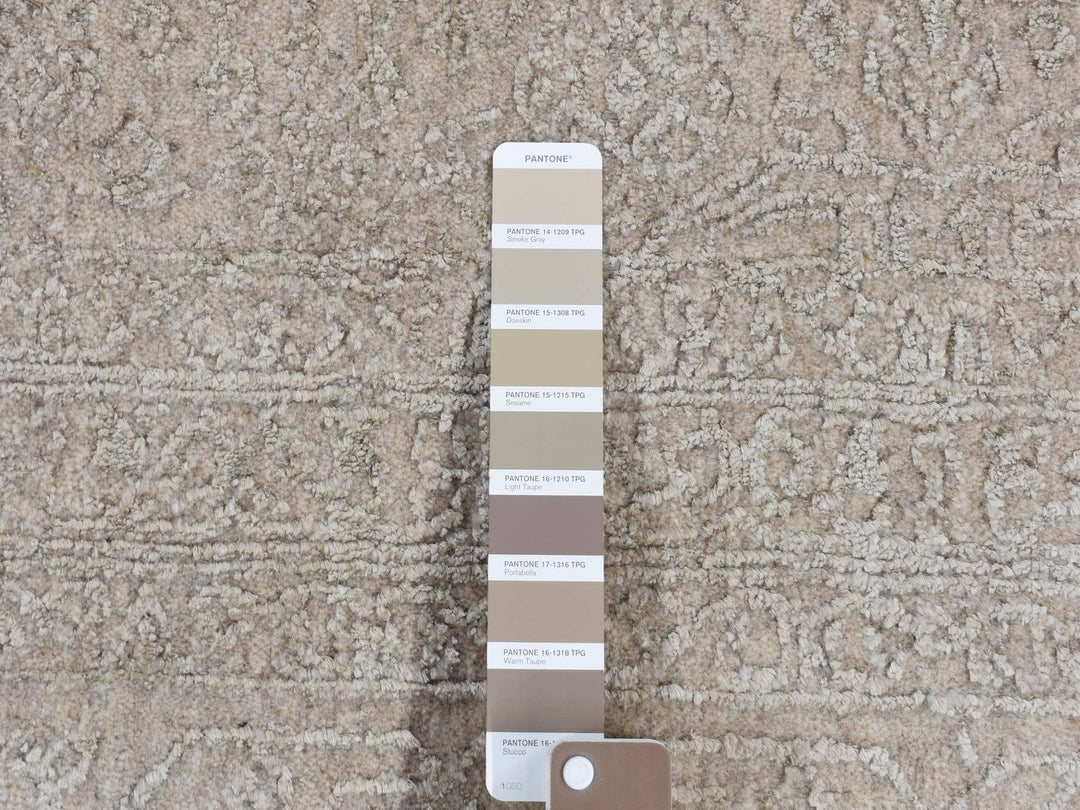 8'9" x 12'1" New Hand Loomed Grey Wool & Silk Rectangle Oriental Rug - MOA10280819