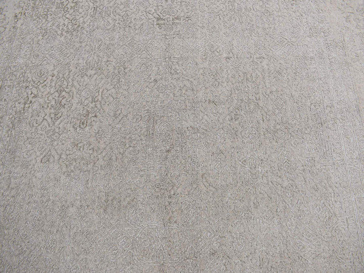 8'9" x 12'1" New Hand Loomed Grey Wool & Silk Rectangle Oriental Rug - MOA10280819