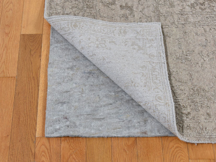 9'10" x 14'1" New Hand Loomed Beige Wool & Silk Rectangle Oriental Rug - MOA10280849