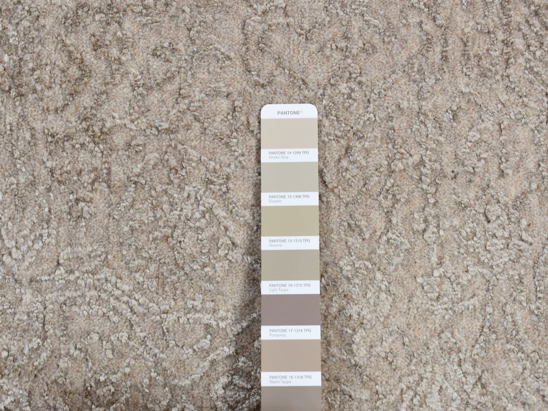 9'10" x 14'1" New Hand Loomed Beige Wool & Silk Rectangle Oriental Rug - MOA10280849