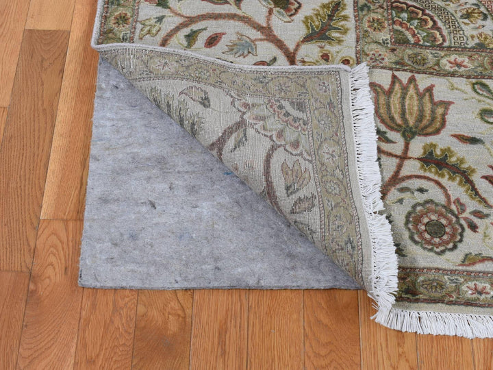 10'1" x 13'9" New Hand Knotted Grey Wool & Silk Rectangle Oriental Rug - MOA10280915