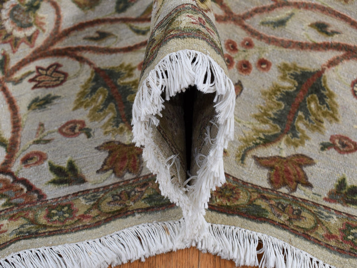 10'1" x 13'9" New Hand Knotted Grey Wool & Silk Rectangle Oriental Rug - MOA10280915