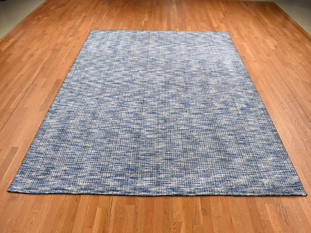 9'2" x 12'0" New Hand Loomed Blue Wool & Silk Rectangle Oriental Rug - MOA10280945