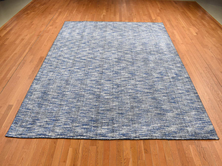 9'2" x 12'0" New Hand Loomed Blue Wool & Silk Rectangle Oriental Rug - MOA10280945