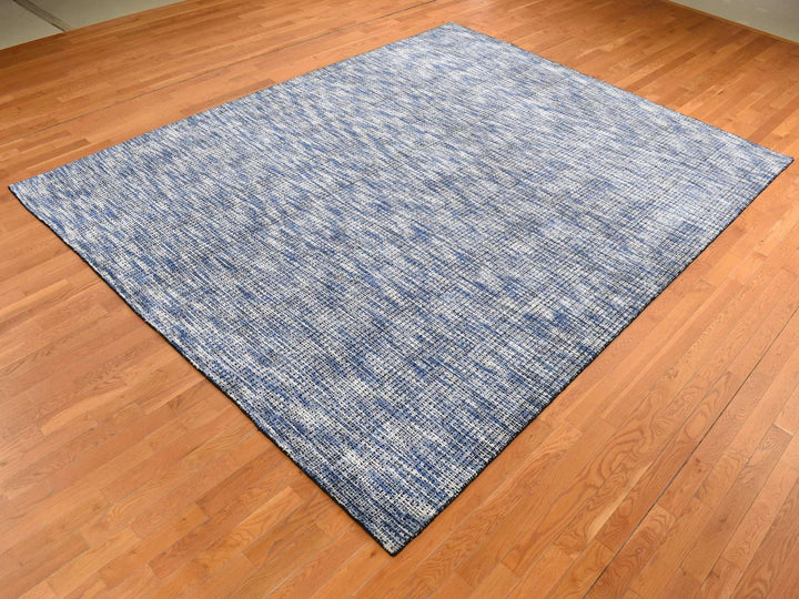 9'2" x 12'0" New Hand Loomed Blue Wool & Silk Rectangle Oriental Rug - MOA10280945
