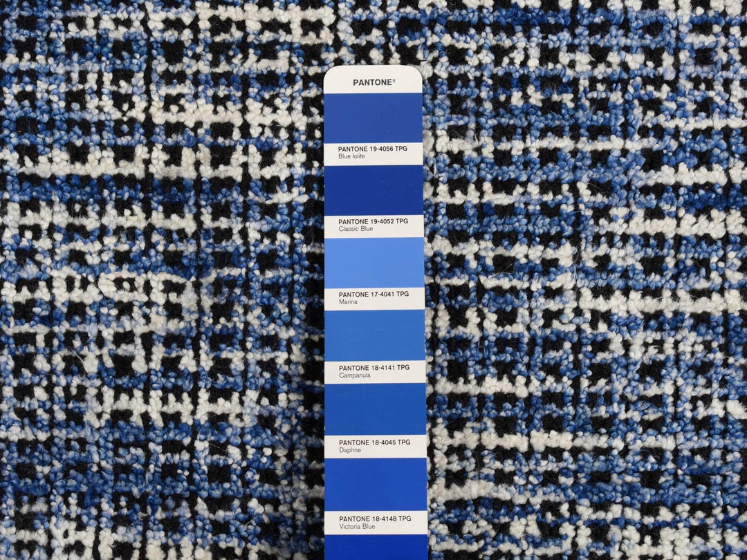 9'2" x 12'0" New Hand Loomed Blue Wool & Silk Rectangle Oriental Rug - MOA10280945