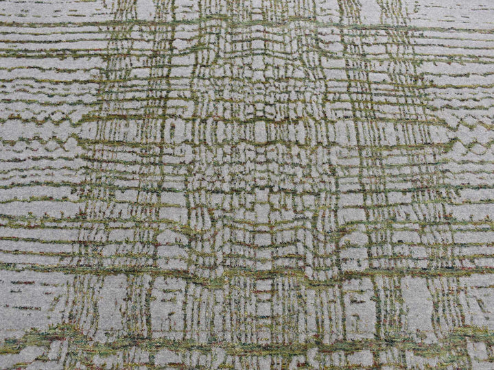 6'0" x 8'9" New Hand Loomed Grey Wool & Silk Rectangle Oriental Rug - MOA10280968