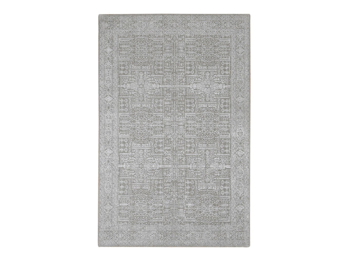 5'9" x 9'0" New Hand Loomed Grey Wool & Silk Rectangle Oriental Rug - MOA10280978