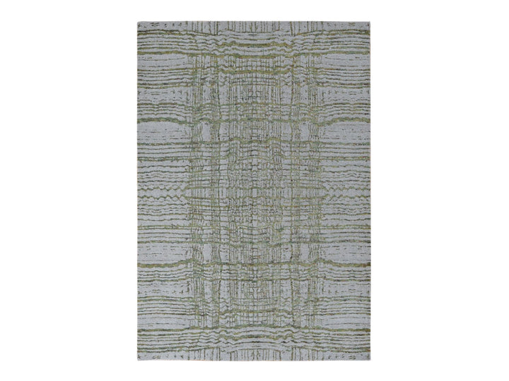 6'0" x 8'9" New Hand Loomed Grey Wool & Silk Rectangle Oriental Rug - MOA10280988