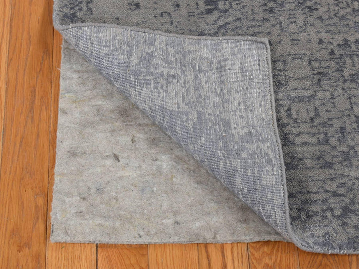 6'0" x 9'0" New Hand Loomed Grey Wool & Silk Rectangle Oriental Rug - MOA10280998