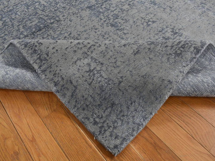 6'0" x 9'0" New Hand Loomed Grey Wool & Silk Rectangle Oriental Rug - MOA10280998