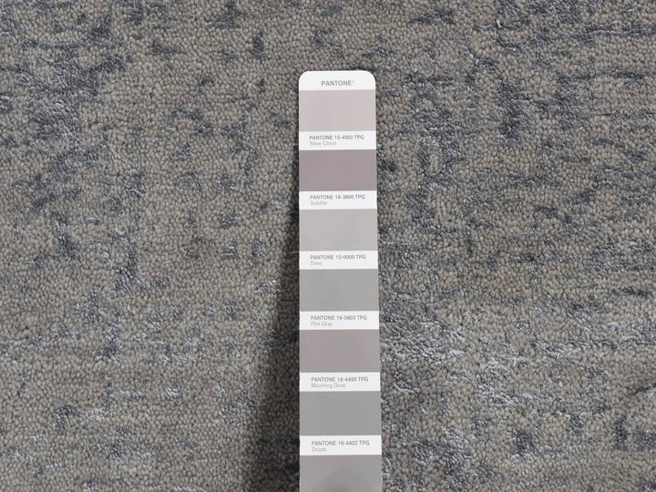 6'0" x 9'0" New Hand Loomed Grey Wool & Silk Rectangle Oriental Rug - MOA10280998