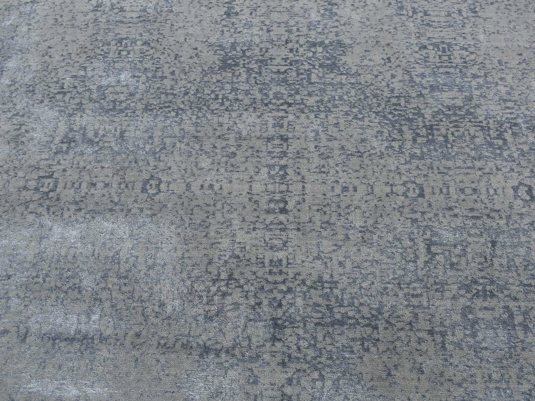 6'0" x 9'0" New Hand Loomed Grey Wool & Silk Rectangle Oriental Rug - MOA10280998