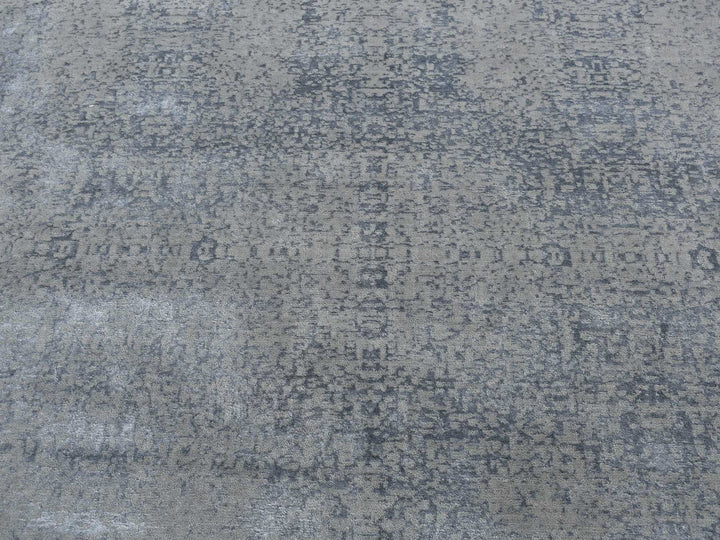 6'0" x 9'0" New Hand Loomed Grey Wool & Silk Rectangle Oriental Rug - MOA10280998