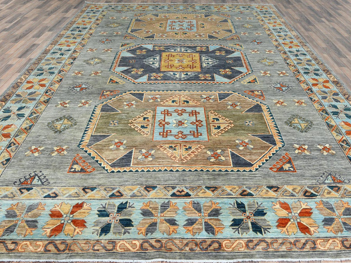 10'0" x 13'7" New Hand Knotted Grey Wool Rectangle Oriental Rug - MOA10282032