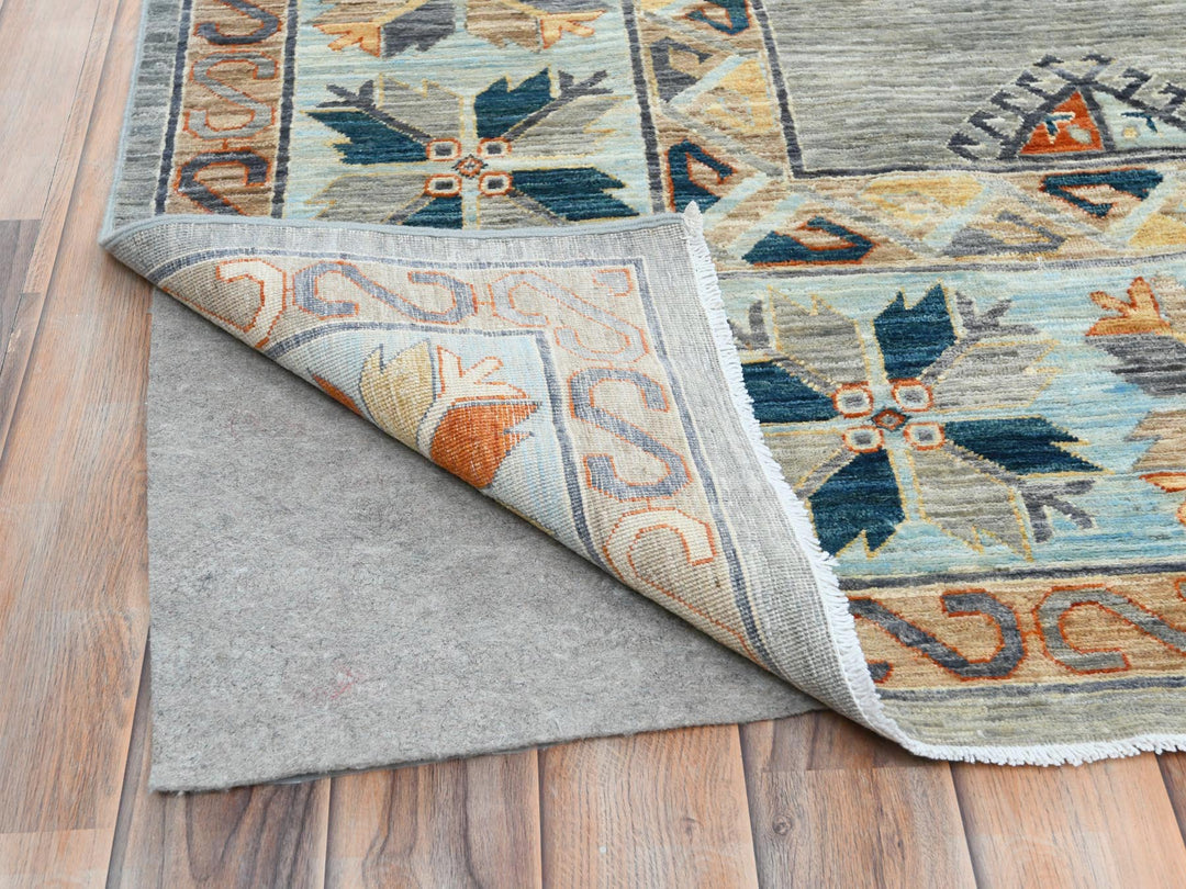 10'0" x 13'7" New Hand Knotted Grey Wool Rectangle Oriental Rug - MOA10282032