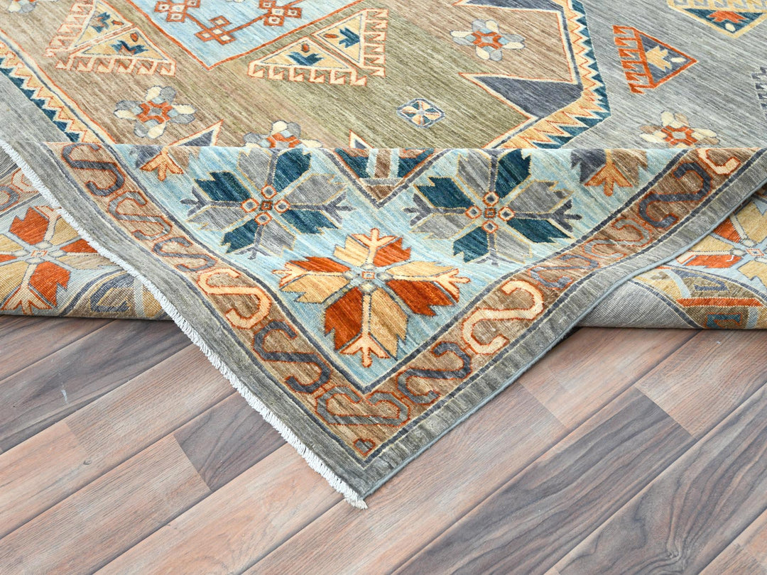 10'0" x 13'7" New Hand Knotted Grey Wool Rectangle Oriental Rug - MOA10282032