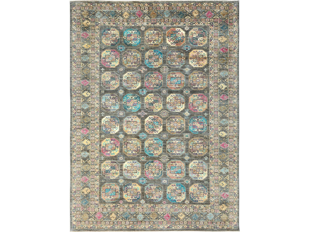 8'9" x 11'7" New Hand Knotted Grey Wool Rectangle Oriental Rug - MOA10282271