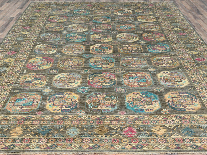 8'9" x 11'7" New Hand Knotted Grey Wool Rectangle Oriental Rug - MOA10282271