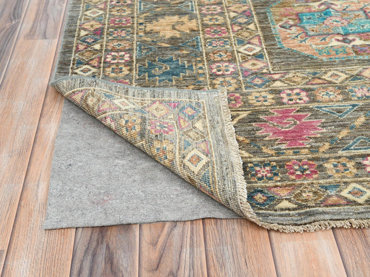 8'9" x 11'7" New Hand Knotted Grey Wool Rectangle Oriental Rug - MOA10282271