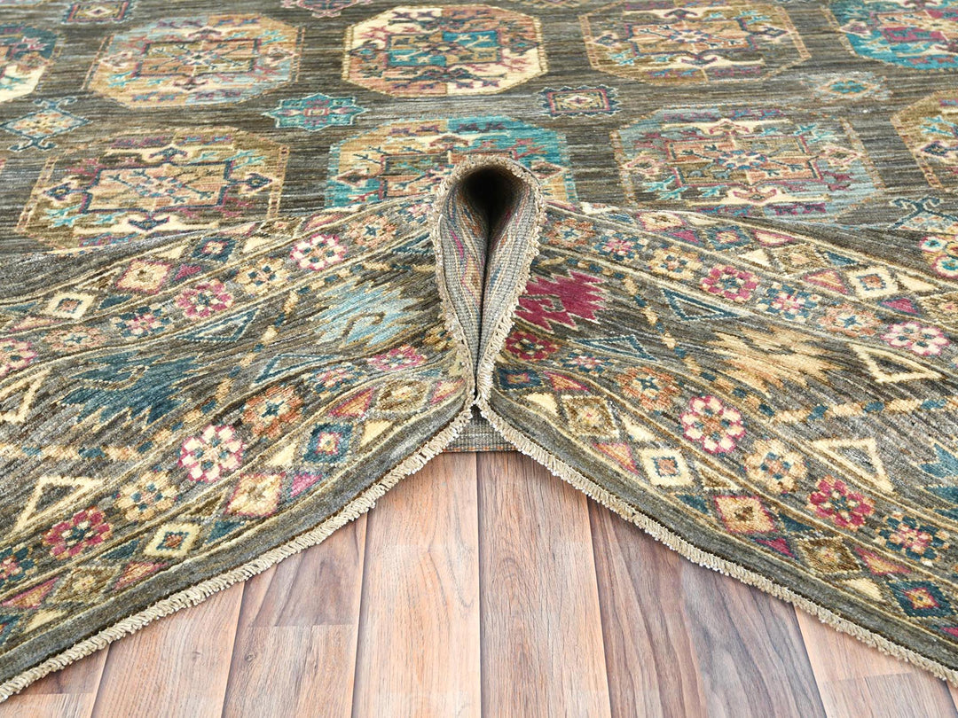 8'9" x 11'7" New Hand Knotted Grey Wool Rectangle Oriental Rug - MOA10282271