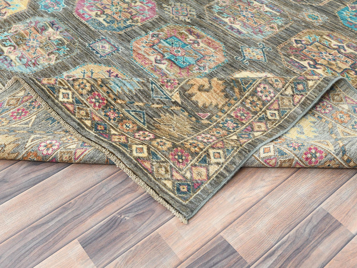 8'9" x 11'7" New Hand Knotted Grey Wool Rectangle Oriental Rug - MOA10282271