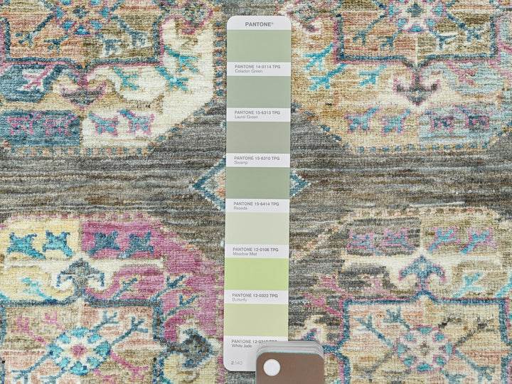 8'9" x 11'7" New Hand Knotted Grey Wool Rectangle Oriental Rug - MOA10282271