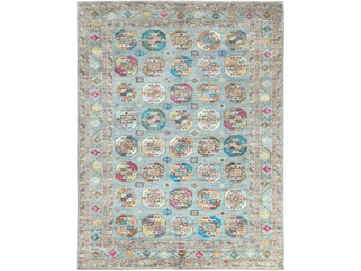 8'8" x 11'9" New Hand Knotted Blue Wool Rectangle Oriental Rug - MOA10282273