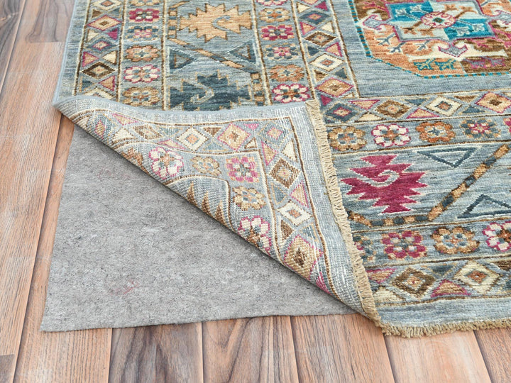 8'8" x 11'9" New Hand Knotted Blue Wool Rectangle Oriental Rug - MOA10282273