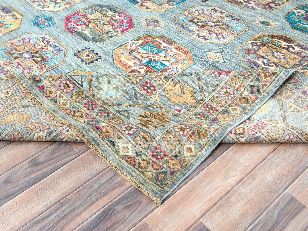 8'8" x 11'9" New Hand Knotted Blue Wool Rectangle Oriental Rug - MOA10282273