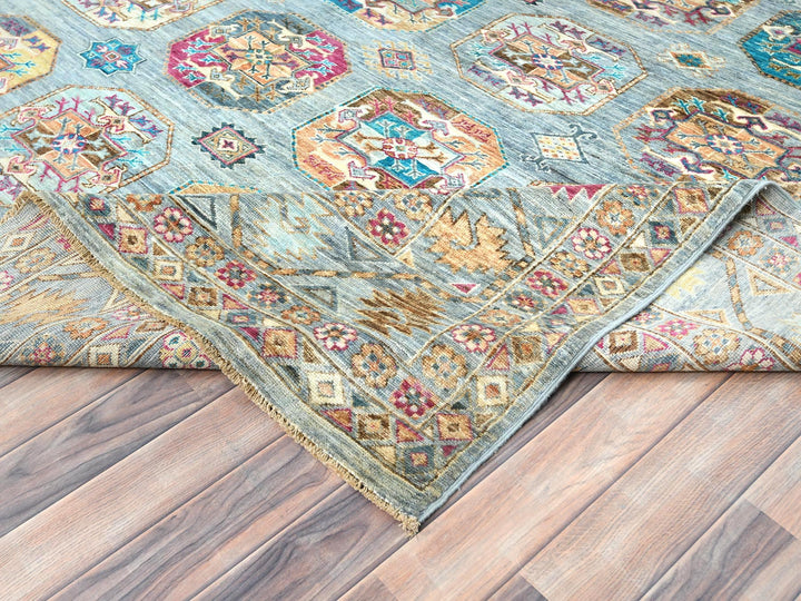 8'8" x 11'9" New Hand Knotted Blue Wool Rectangle Oriental Rug - MOA10282273