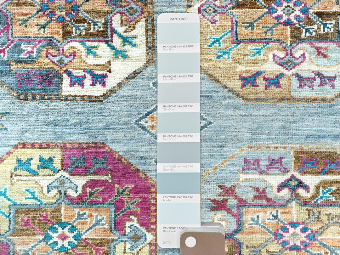 8'8" x 11'9" New Hand Knotted Blue Wool Rectangle Oriental Rug - MOA10282273