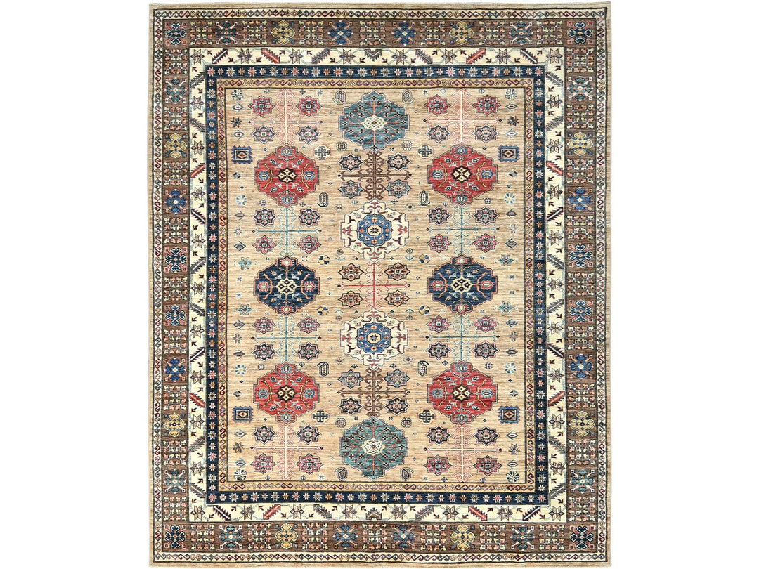 8'0" x 9'9" New Hand Knotted Beige Wool Rectangle Oriental Rug - MOA10282277