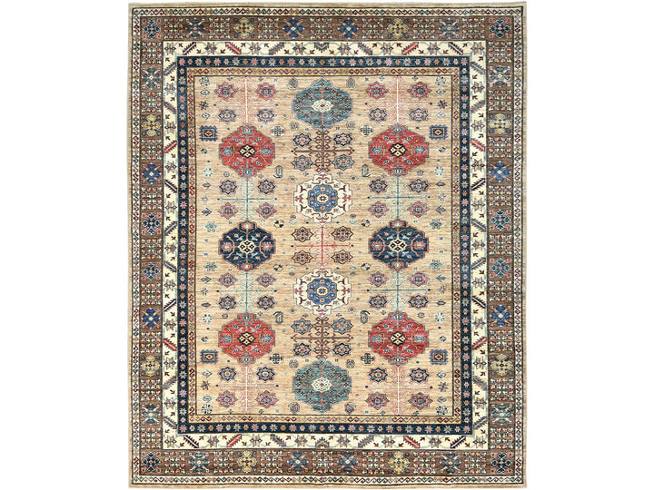 8'0" x 9'9" New Hand Knotted Beige Wool Rectangle Oriental Rug - MOA10282277