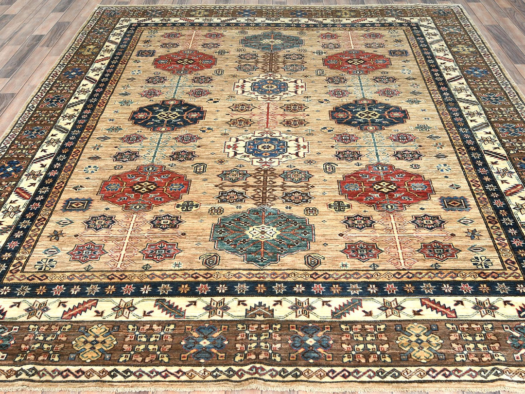 8'0" x 9'9" New Hand Knotted Beige Wool Rectangle Oriental Rug - MOA10282277