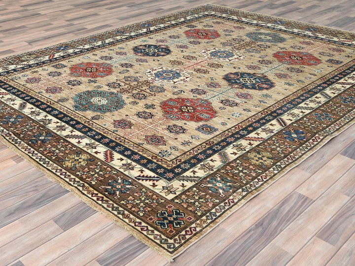 8'0" x 9'9" New Hand Knotted Beige Wool Rectangle Oriental Rug - MOA10282277