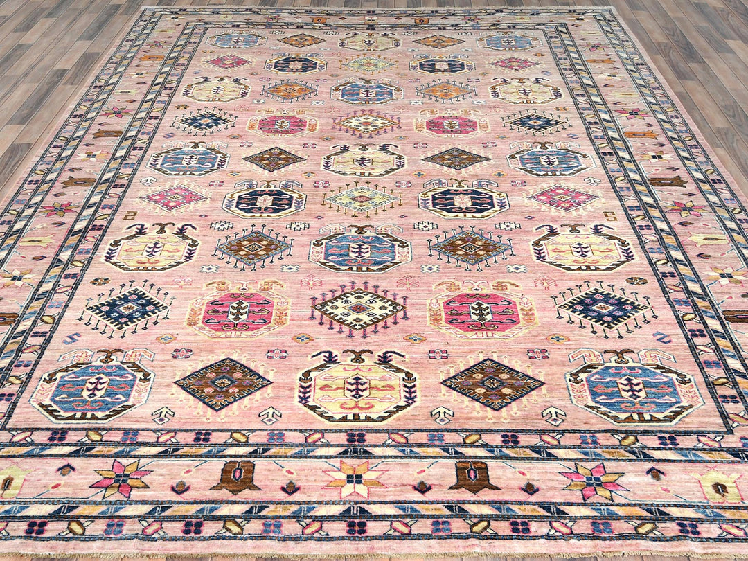 8'10" x 12'0" New Hand Knotted Pink Wool Rectangle Oriental Rug - MOA10282289